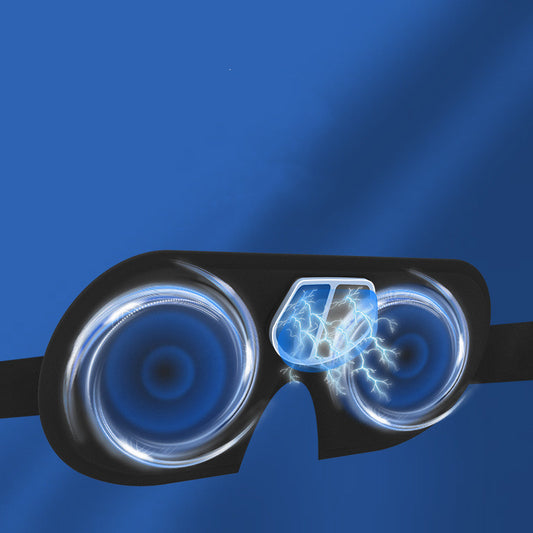 Eye massage sleep mask shown with USB charging cable