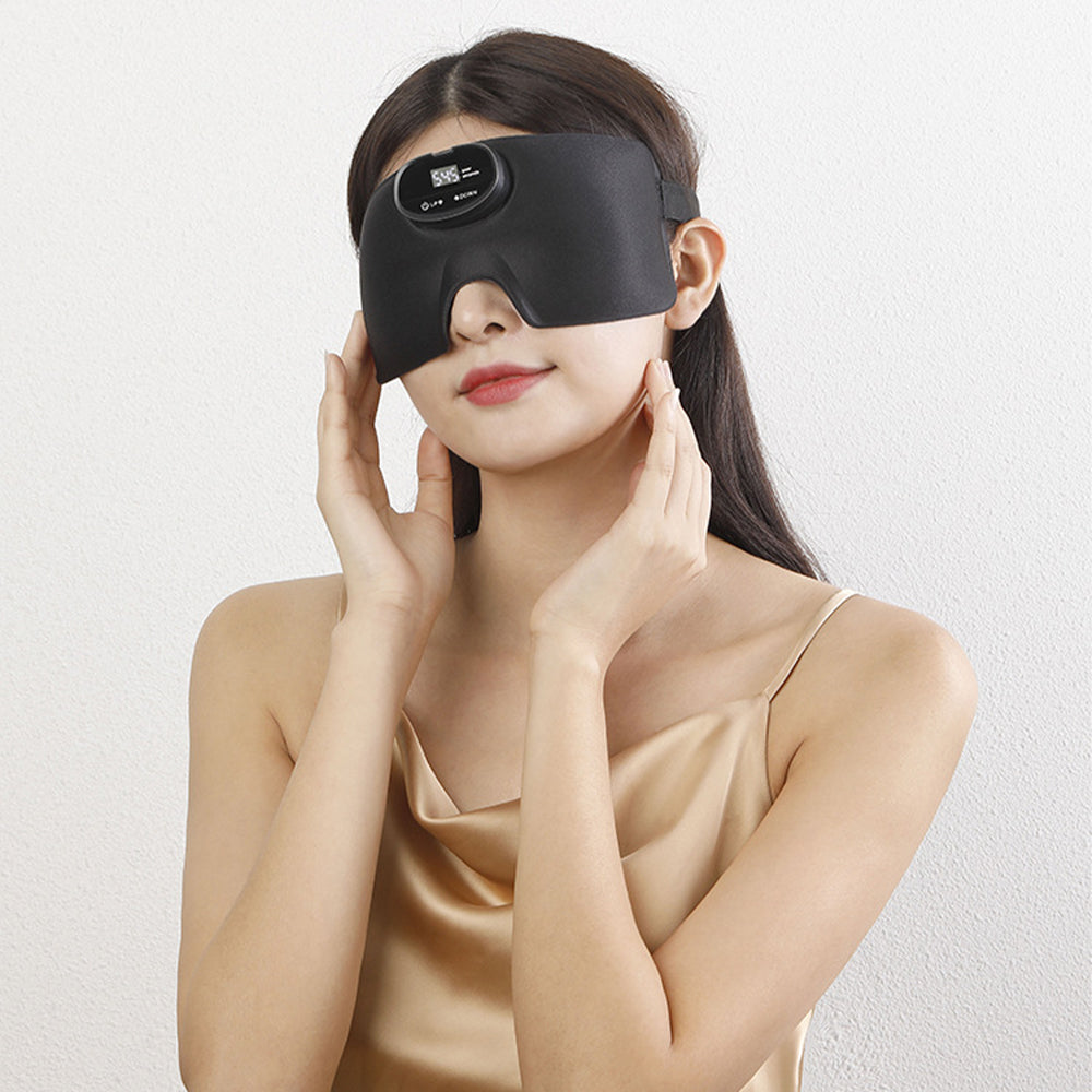 Smart EMS eye mask for relaxation with gentle micro-current massage function, black