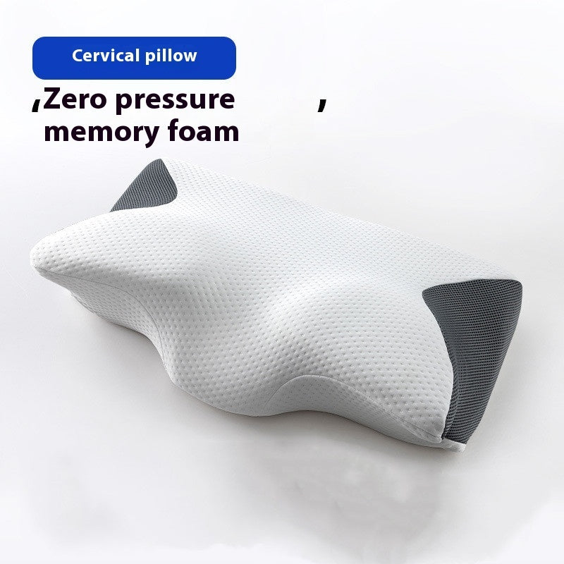 Horn-shaped cervical pillow in memory foam with soft lyocell cover for neck support