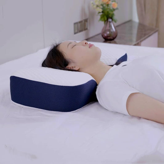 Butterfly-shaped memory foam neck pillow in white, front view
