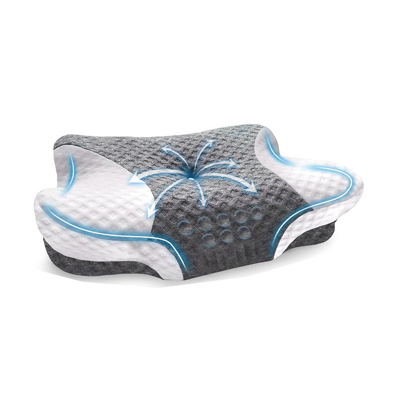 Breathable cervical pillow close-up of the airflow fabric texture