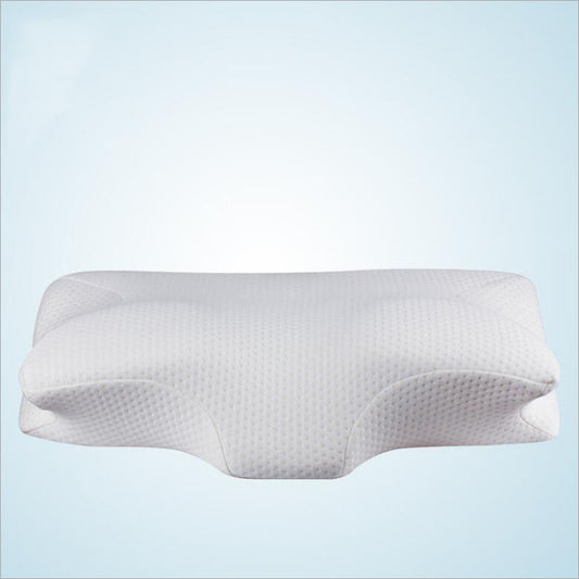 Contour cervical support pillow in memory foam with raised horn design for neck and shoulder relief