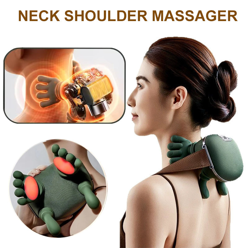 Neck and shoulder massager close-up of the kneading massage heads